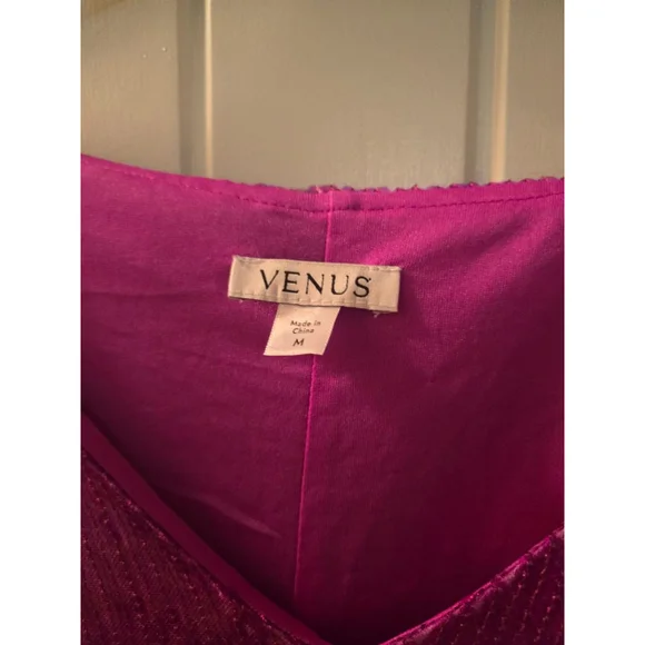 Women's VENUS Fuchsia Sequin Long Sleeve Dress M - Picture 4 of 4